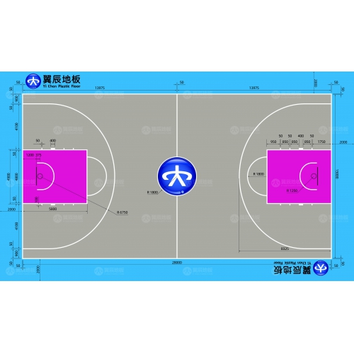 籃球場地標準尺寸詳細圖解與畫法